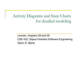 Activity Diagrams and State Charts for detailed modeling  Larman, chapters 28 and 29 CSE 432: Object-Oriented Software Engineering Glenn D.