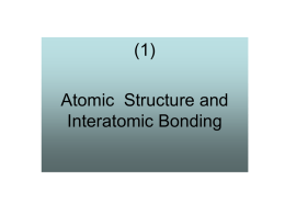 (1) Atomic Structure and Interatomic Bonding BOHR ATOM  orbital electrons: n = principal quantum number2 n=3  Adapted from Fig.