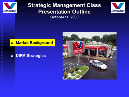 Strategic Management Class Presentation Outline October 11, 2000    Market Background    DIFM Strategies DIY vs.
