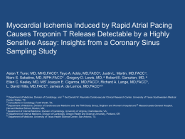 Myocardial Ischemia Induced by Rapid Atrial Pacing Causes Troponin T Release Detectable by a Highly Sensitive Assay: Insights from a Coronary Sinus Sampling.