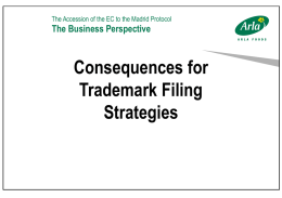 The Accession of the EC to the Madrid Protocol  The Business Perspective  Consequences for Trademark Filing Strategies.