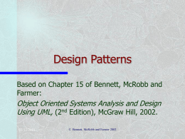 Design Patterns Based on Chapter 15 of Bennett, McRobb and Farmer:  Object Oriented Systems Analysis and Design Using UML, (2nd Edition), McGraw Hill, 2002. 03/12/2001  ©