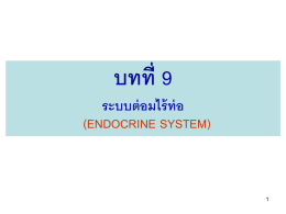 บทที่ 9 ระบบต่ อมไร้ ท่อ (ENDOCRINE SYSTEM) ระบบต่ อมไร้ ท่อ (ENDOCRINE SYSTEM) ระบบต่ อมไร้ ท่อ (ENDOCRINE SYSTEM) ต่ อมไร้ ท่อ (endocrine gland) ต่ อมที่ หลั่งสารและไปมีผลต่ อเซลล์