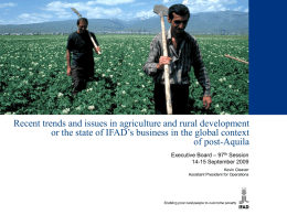 Recent trends and issues in agriculture and rural development or the state of IFAD’s business in the global context of post-Aquila Executive Board.