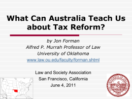 What Can Australia Teach Us about Tax Reform? by Jon Forman Alfred P.