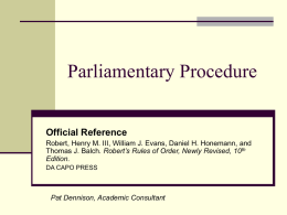 Parliamentary Procedure Official Reference Robert, Henry M. III, William J. Evans, Daniel H.