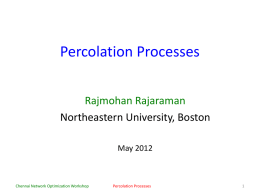 Percolation Processes Rajmohan Rajaraman Northeastern University, Boston May 2012  Chennai Network Optimization Workshop  Percolation Processes.