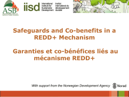 Safeguards and Co-benefits in a REDD+ Mechanism  Garanties et co-bénéfices liés au mécanisme REDD+  With support from the Norwegian Development Agency.