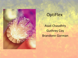 OptiFlex Asad Chaudhry Guthrey Coy Brandonn Gorman Review of Project Objectives/Goals • Develop a “self-aware” fiber optic mesh that is conscious of its current state.