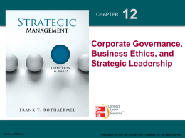 CHAPTER  Corporate Governance, Business Ethics, and Strategic Leadership  McGraw-Hill/Irwin  Copyright © 2013 by The McGraw-Hill Companies, Inc.
