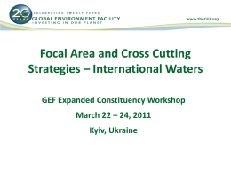 Focal Area and Cross Cutting Strategies – International Waters GEF Expanded Constituency Workshop March 22 – 24, 2011  Kyiv, Ukraine.