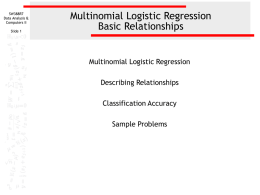 SW388R7 Data Analysis & Computers II Slide 1  Multinomial Logistic Regression Basic Relationships  Multinomial Logistic Regression Describing Relationships  Classification Accuracy Sample Problems.