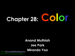 Chapter 28:  Color  Anand Muthiah Jee Park Visit www.worldofteaching.com Miranda Yoo For 100’s of free powerpoints.