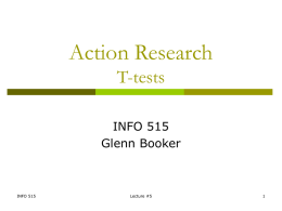 Action Research T-tests INFO 515 Glenn Booker  INFO 515  Lecture #5 Statistical Significance A little review before we discuss T tests  The Alternative, or Research, Hypothesis states.