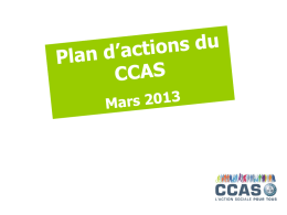 Le Plan d’actions 2009/2014 du CCAS Validé par le Conseil Municipal de mars 2009 Décliné en 40 actions autour de 3 exigences.