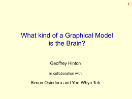 What kind of a Graphical Model is the Brain? Geoffrey Hinton in collaboration with  Simon Osindero and Yee-Whye Teh.