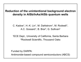 Reduction of the unintentional background electron density in AlSb/InAs/AlSb quantum wells  C.