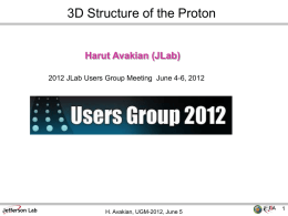3D Structure of the Proton Harut Avakian (JLab) 2012 JLab Users Group Meeting June 4-6, 2012  H.
