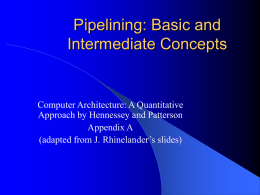 Pipelining: Basic and Intermediate Concepts  Computer Architecture: A Quantitative Approach by Hennessey and Patterson Appendix A (adapted from J.