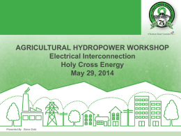 AGRICULTURAL HYDROPOWER WORKSHOP Electrical Interconnection Holy Cross Energy May 29, 2014  Presented By: Diana Golis.