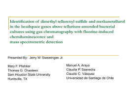 Identification of dimethyl tellurenyl sulfide and methanetellurol in the headspace gases above tellurium-amended bacterial cultures using gas chromatography with fluorine-induced chemiluminescence and mass spectrometric.