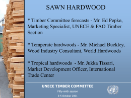 SAWN HARDWOOD * Timber Committee forecasts - Mr. Ed Pepke, Marketing Specialist, UNECE & FAO Timber Section * Temperate hardwoods - Mr.
