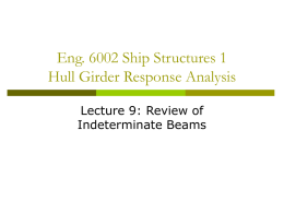 Eng. 6002 Ship Structures 1 Hull Girder Response Analysis Lecture 9: Review of Indeterminate Beams.