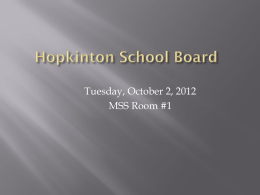 Tuesday, October 2, 2012 MSS Room #1      The Leadership Team has not had a formal discussion about HSD facilities. Individual discussions have taken.