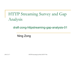 HTTP Streaming Survey and Gap Analysis draft-zong-httpstreaming-gap-analysis-01 Ning Zong  2015/11/7  HTTP Streaming bar BoF, IETF 79th.
