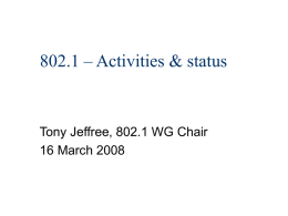 802.1 – Activities & status  Tony Jeffree, 802.1 WG Chair 16 March 2008