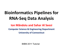 Bioinformatics Pipelines for RNA-Seq Data Analysis Ion Măndoiu and Sahar Al Seesi Computer Science & Engineering Department University of Connecticut  BIBM 2011 Tutorial.