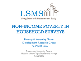 NON-INCOME POVERTY IN HOUSEHOLD SURVEYS Poverty & Inequality Group Development Research Group The World Bank Poverty and Inequality Course Module 1: Multi-Topic Household Surveys 03/08/2013