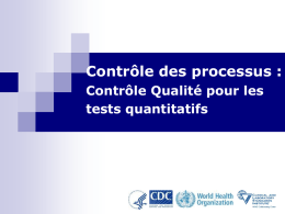 Contrôle des processus : Contrôle Qualité pour les tests quantitatifs Objectifs d’apprentissage A la fin de ce module, les participants seront en mesure de.