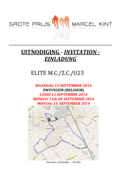 UITNODIGING - INVITATION - EINLADUNG ELITE M.C./Z.C./U23