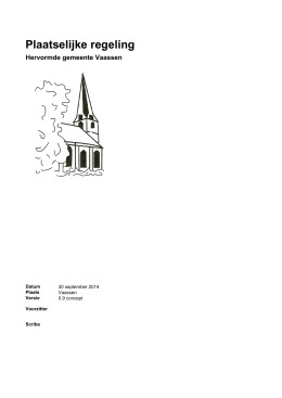 Plaatselijke regeling - Hervormde Gemeente Vaassen