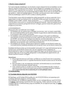 1 Theorie examen categorie B Na 2 opeenvolgende mislukkingen