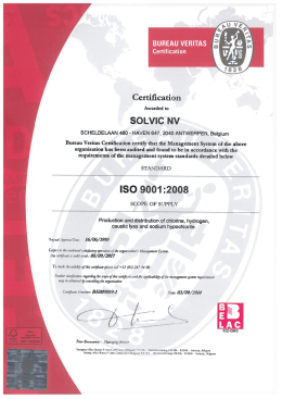 SOLVIC NV ISO 9001:2008