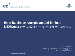 katheterzorgbundel in UZ Gent - 24e dag van de ziekenhuishygiene