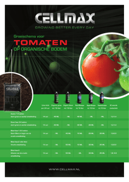 Cellmax schema voor Tomaten kas/indoor.