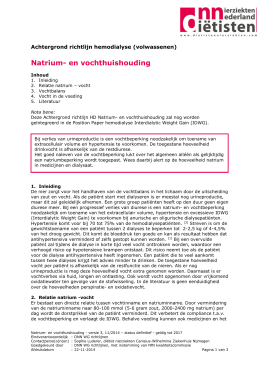 Natrium Vochthuishouding HD - Dietisten Nierziekten Nederland