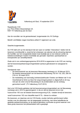 Valkenburg a/d Geul, 15 september 2014 Raadsfractie VVD p.a.