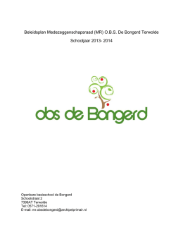 Beleidsplan Medezeggenschapsraad (MR) O.B.S. De Bongerd