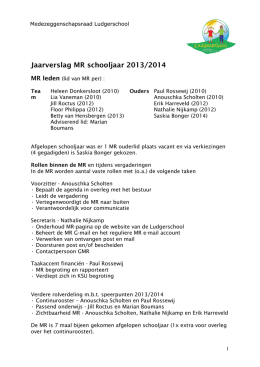 Jaarverslag MR schooljaar 2013/2014