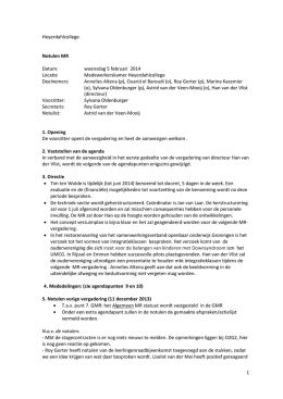 1 Heyerdahlcollege Notulen MR Datum: woensdag 5 februari 2014