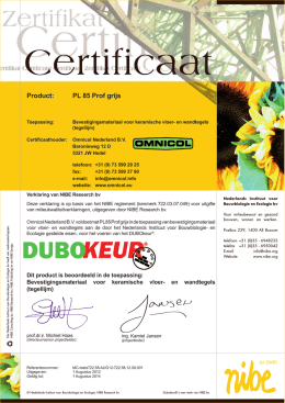 722.58.12.08.001 - Certificaat DUBOkeur Omnicol PL 85 Grijs.indd