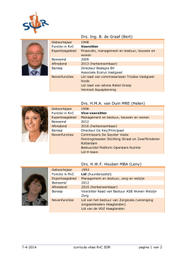Drs. Ing. B. de Graaf (Bert) Drs. H.M.A. van Duin MRE (Helen) Drs
