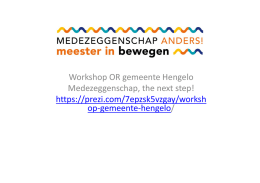 OR gemeente Hengelo Medezeggenschap the next step, door Ineke
