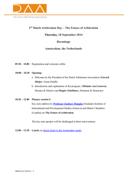 2nd Dutch Arbitration Day – The Future of Arbitration Thursday, 18