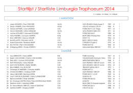 Startlijst / Startliste Limburgia Trophaeum 2014