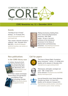 CORE Newsletter no. 12 – December 2014 Events Call for papers